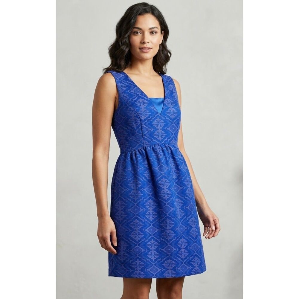 MAEVE Knee Lenght Blue Textured Sleeveless Dress Size 6
